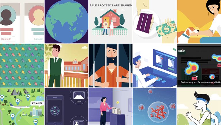 Digital illustration compilation from explainer videos